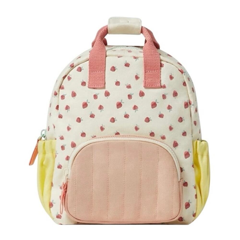 Strawberry Print Kid's Small Canvas Backpack SchoolBag